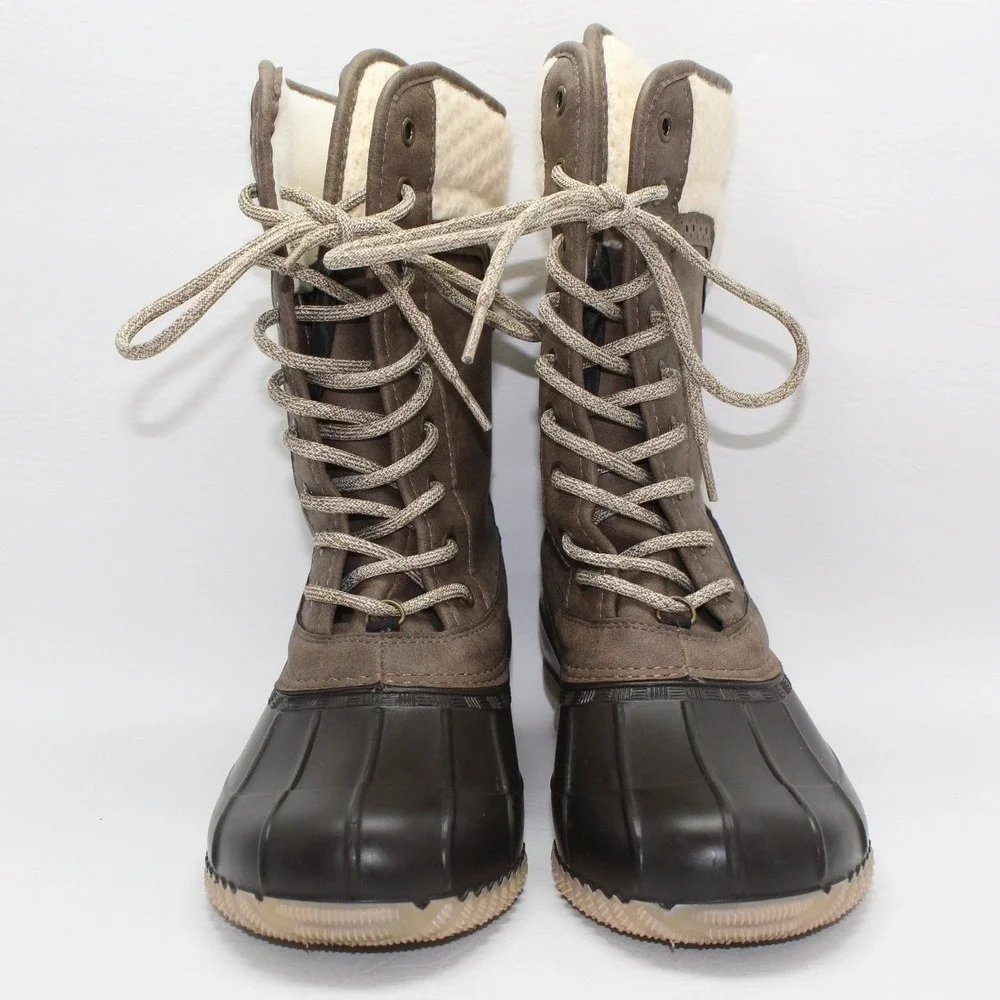 Magellan Outdoors Womens Brown Duck Boots Knit Collar FWMFFS4057 Size 10‎